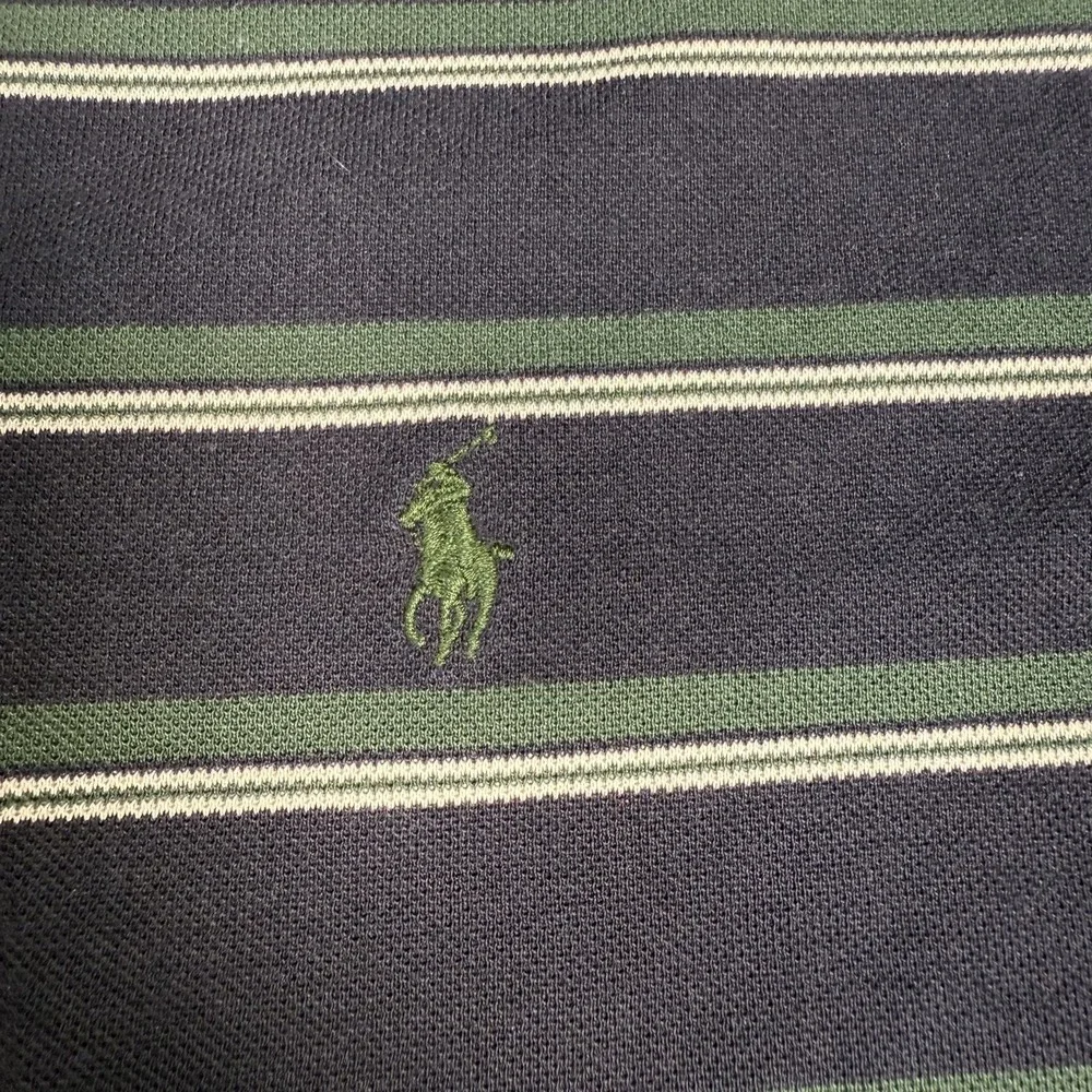 Polo Ralph Lauren Shirt Mens Size‎ L Blue and Green Striped Short Sleeve Polo